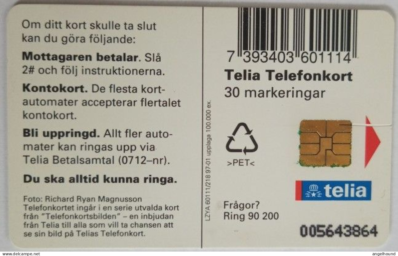 Sweden 30Mk. Chip Card - Robin Hood - Sweden