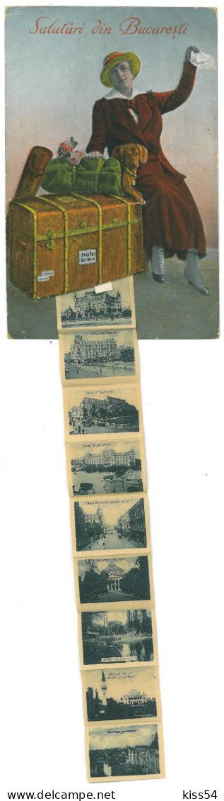 RO 91 - 23659 BUCURESTI, Leporello, Romania - Old Postcard + 10 Mini Photo Cards - Used - 1925 - Roumanie