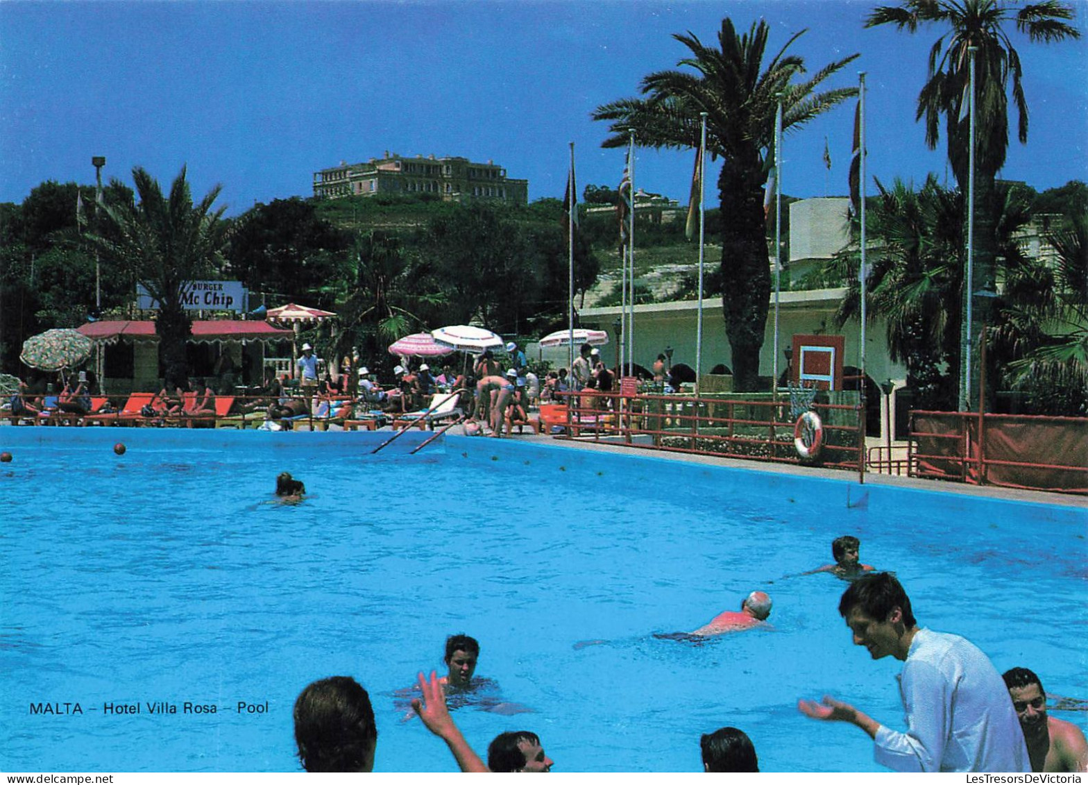 MALTE - Hotel Villa Rosa - Pool - Animé - Colorisé - Carte Postale - Malte