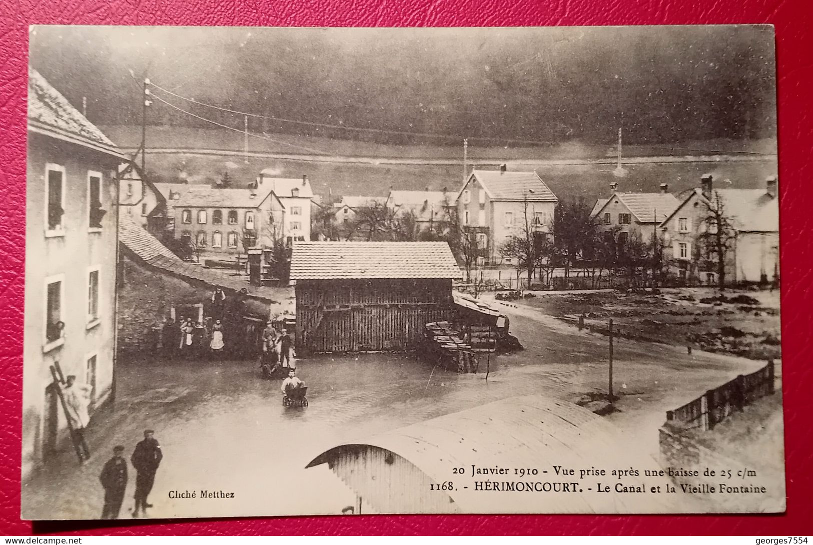 25 - HERIMONCOURT - JANVIER 1910 LE CANAL ET LA VIEILLE FONTAINE - Sonstige & Ohne Zuordnung