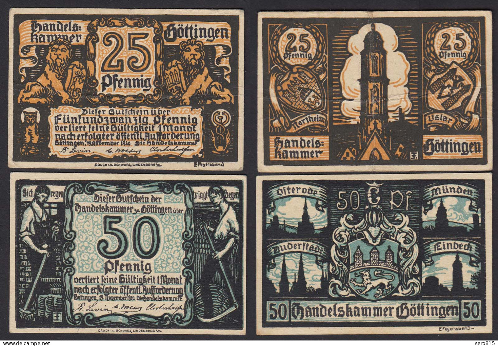 Niedersachsen - Göttingen Handelskammer 25 + 50 Pfennig  Notgeld   (17881 - Autres & Non Classés