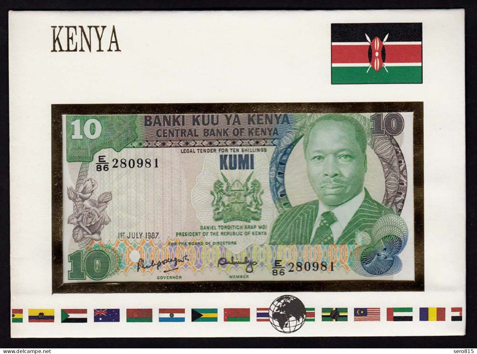 Kenya 10 Shillings 1987 Banknotenbrief Der Welt UNC Pick 20f (15456 - Andere - Afrika