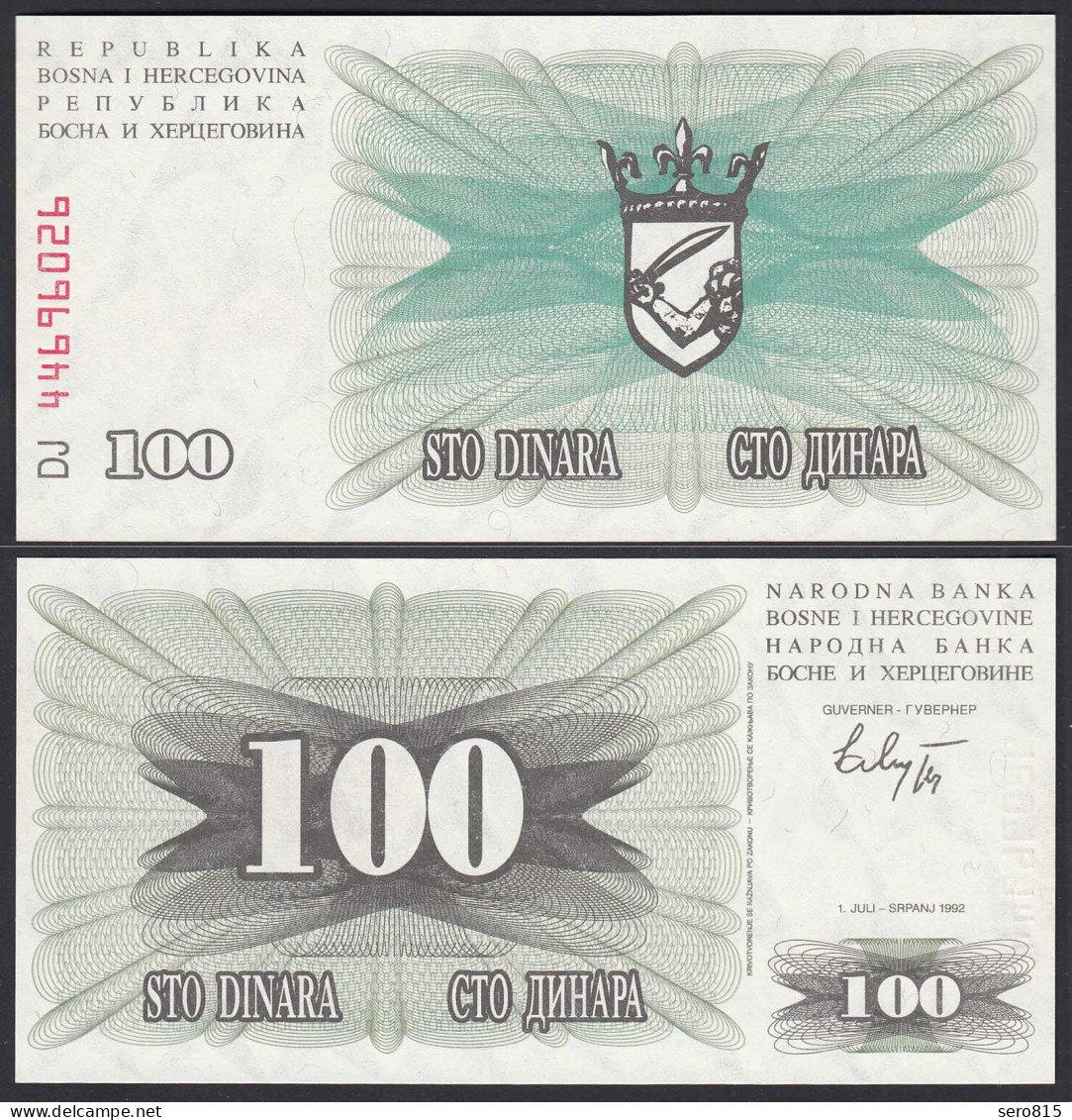 Bosnien Herzegowina - 100 Dinara 1992 UNC (1) 1.07.1992    (25647 - Bosnia And Herzegovina