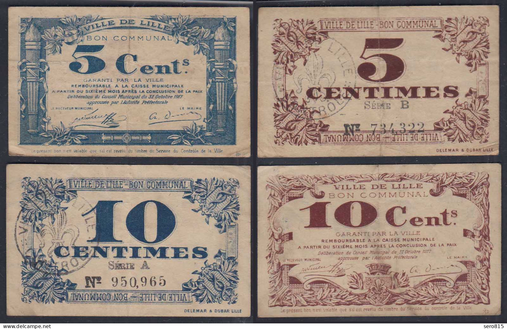 Frankreich - France Lille 5 + 10 Centimes 1917 Banknote F/VF (3/4)    (26758 - Autres & Non Classés