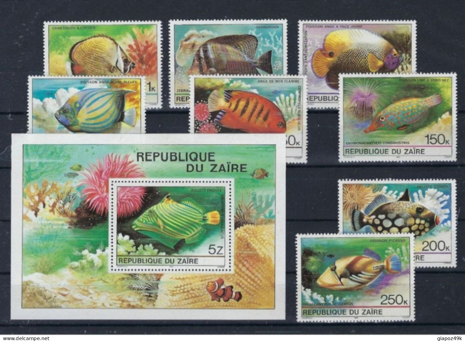 ● 1980 ZAIRE ֍ Pesci Tropicali ֍ Animali ● Mare ● Fauna Selvatica ● 8 V + BF ** ● Lotto N. 1770 ● - Ungebraucht