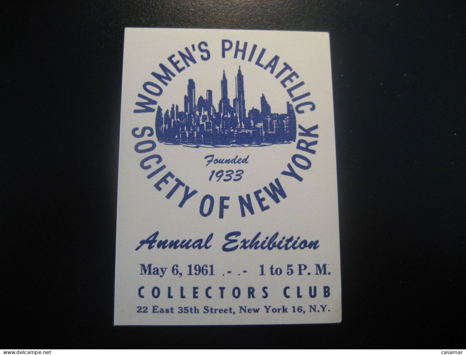 NEW YORK 1961 Women's Philatelic Society Poster Stamp Vignette USA Label - Autres & Non Classés