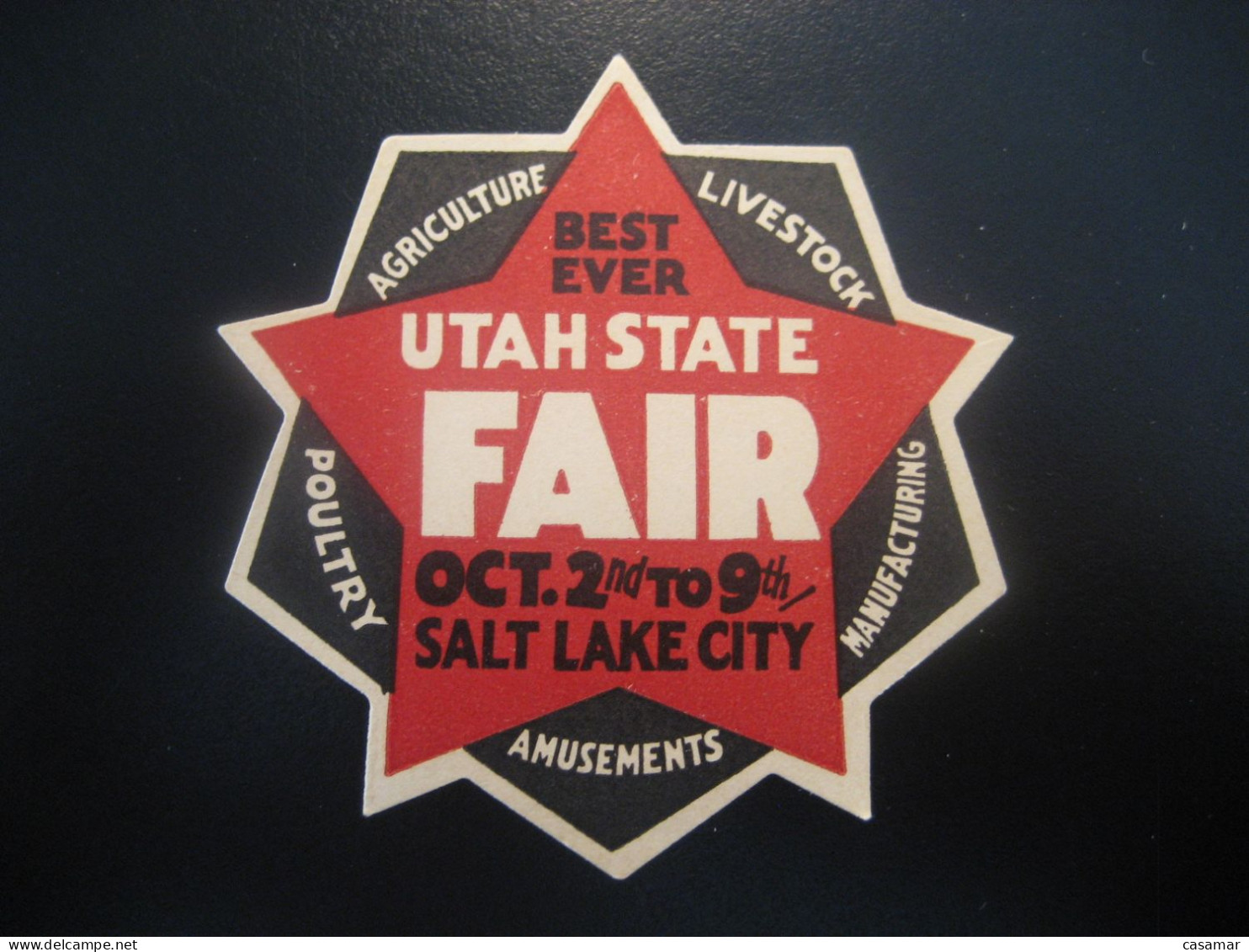 SALT LAKE CITY Utah State Fair Agriculture Poultry Poster Stamp Vignette USA Label - Sonstige & Ohne Zuordnung