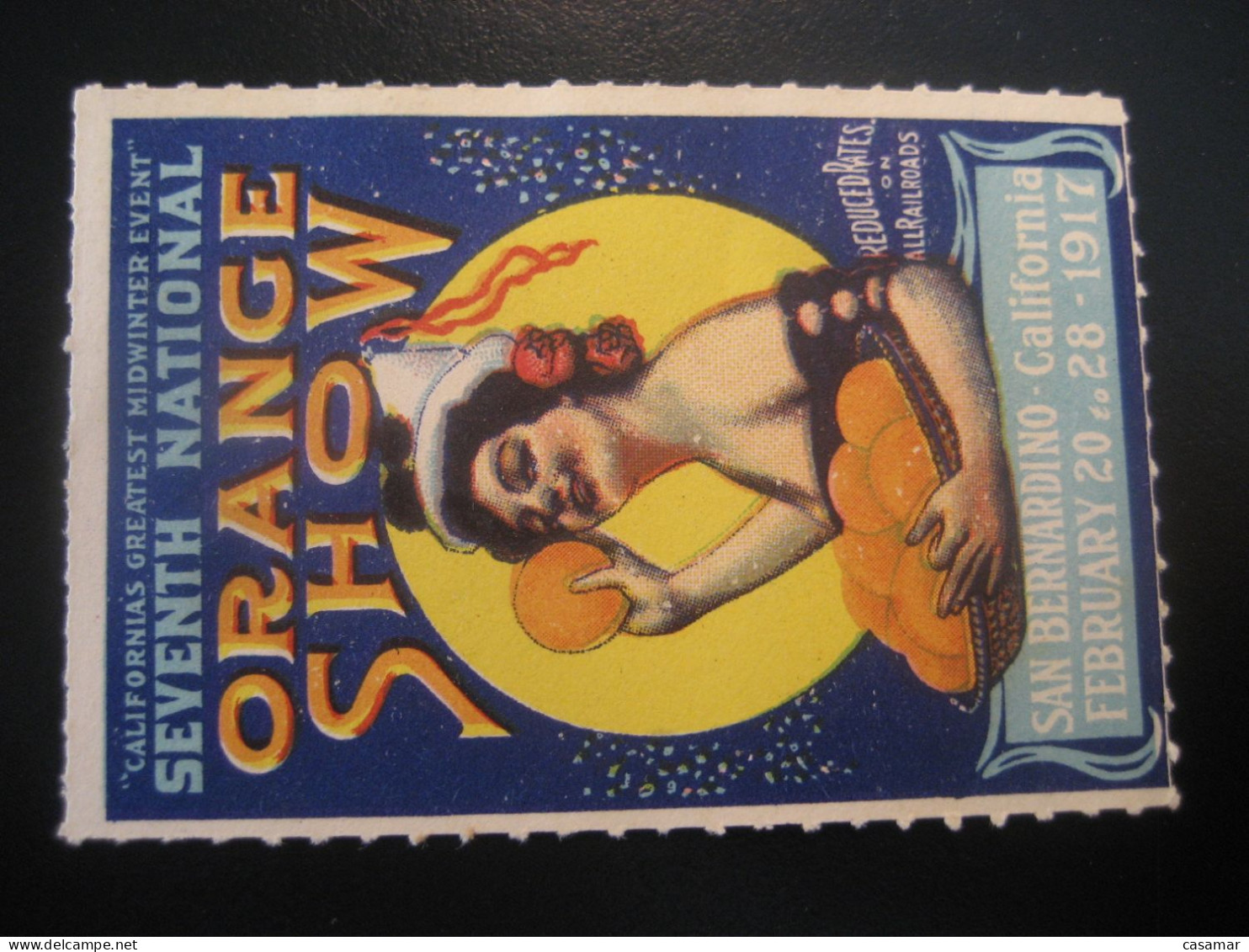 SAN BERNARDINO California 1917 Orange Show Poster Stamp Vignette USA Label - Autres & Non Classés
