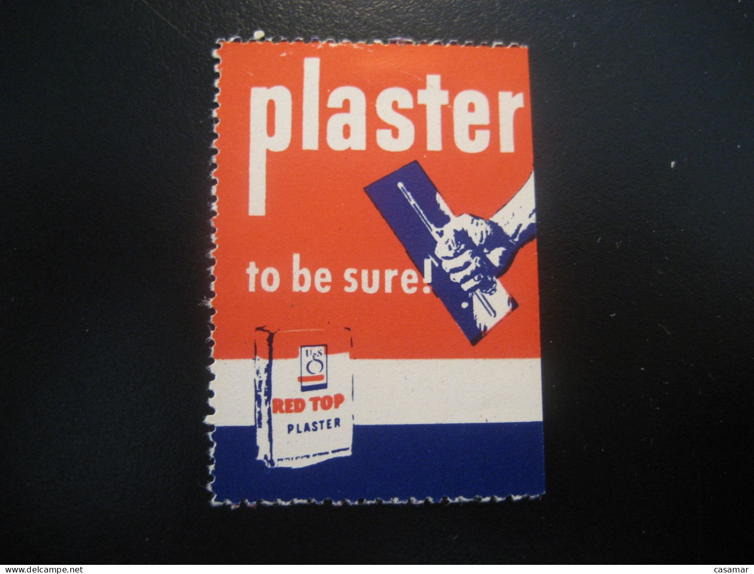 PLASTER To Be Sure Red Top Poster Stamp Vignette USA Label - Altri & Non Classificati