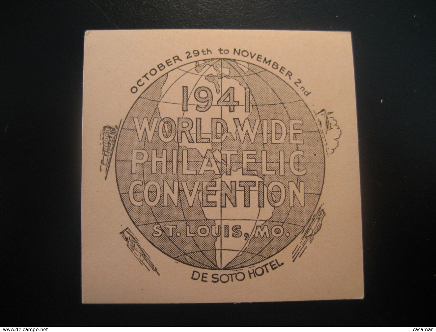 ST. LOUIS Michigan 1941 Worldwide Philatelic Convention Map Geography Poster Stamp Vignette USA Label - Sonstige & Ohne Zuordnung