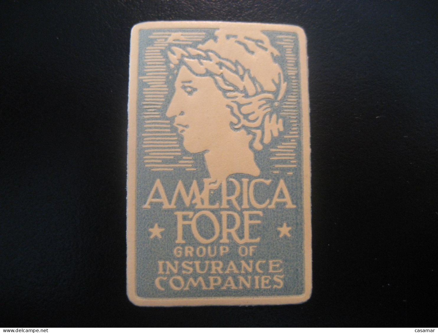 AMERICA FORE Group Of Insurance Companies Poster Stamp Vignette USA Label - Sonstige & Ohne Zuordnung