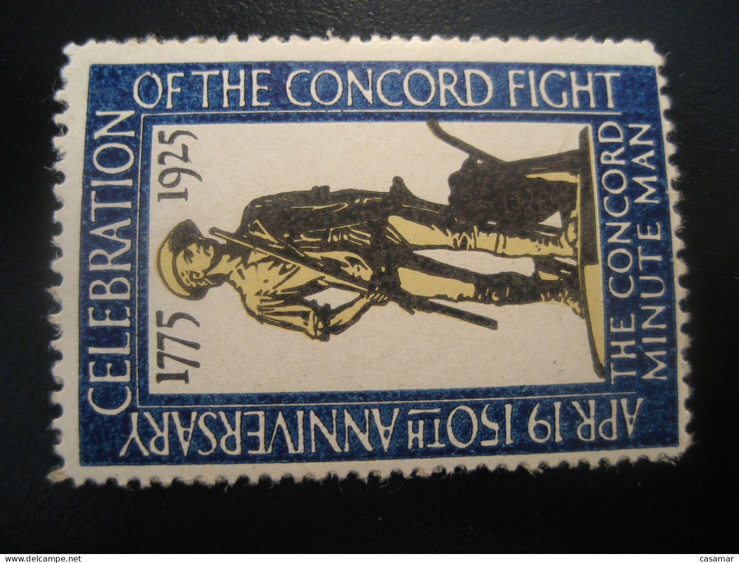 THE CONCORD MINUTE MAN 1775 1925 Fight Poster Stamp Vignette USA Label - Other & Unclassified