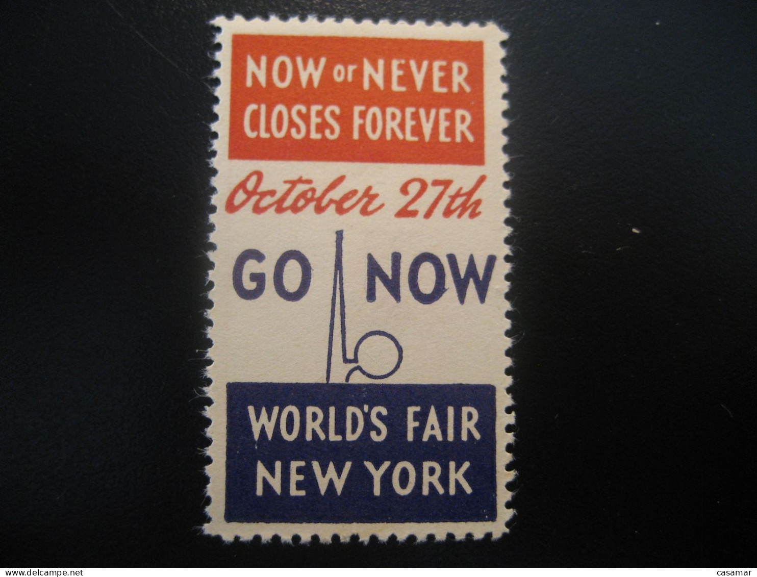 NEW YORK Go Now World's Fair Poster Stamp Vignette USA Label - Otros & Sin Clasificación