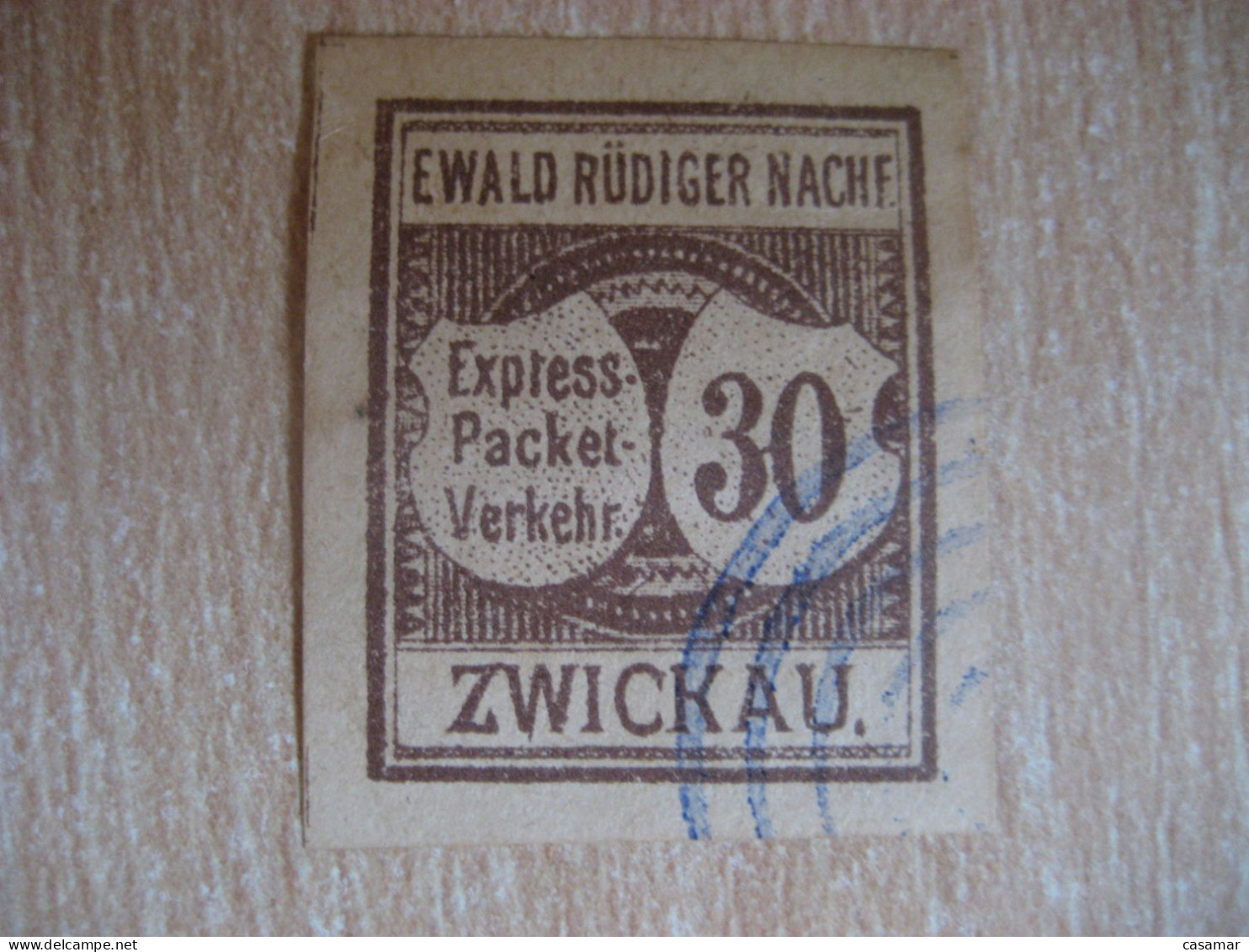 ZWICKAU 1889 Ewald Rudiger Nachf 30 Pf Michel A4 Express-Packet-Verkehr Privat Private Local Stamp GERMANY - Postes Privées & Locales