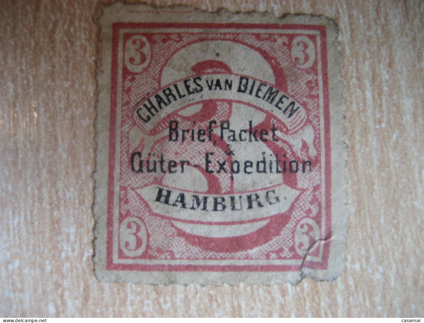 HAMBURG 1864 Charles Van Diemen Michel B3 3 Sch Privat Private Local Stamp GERMANY Slight Faults - Privatpost