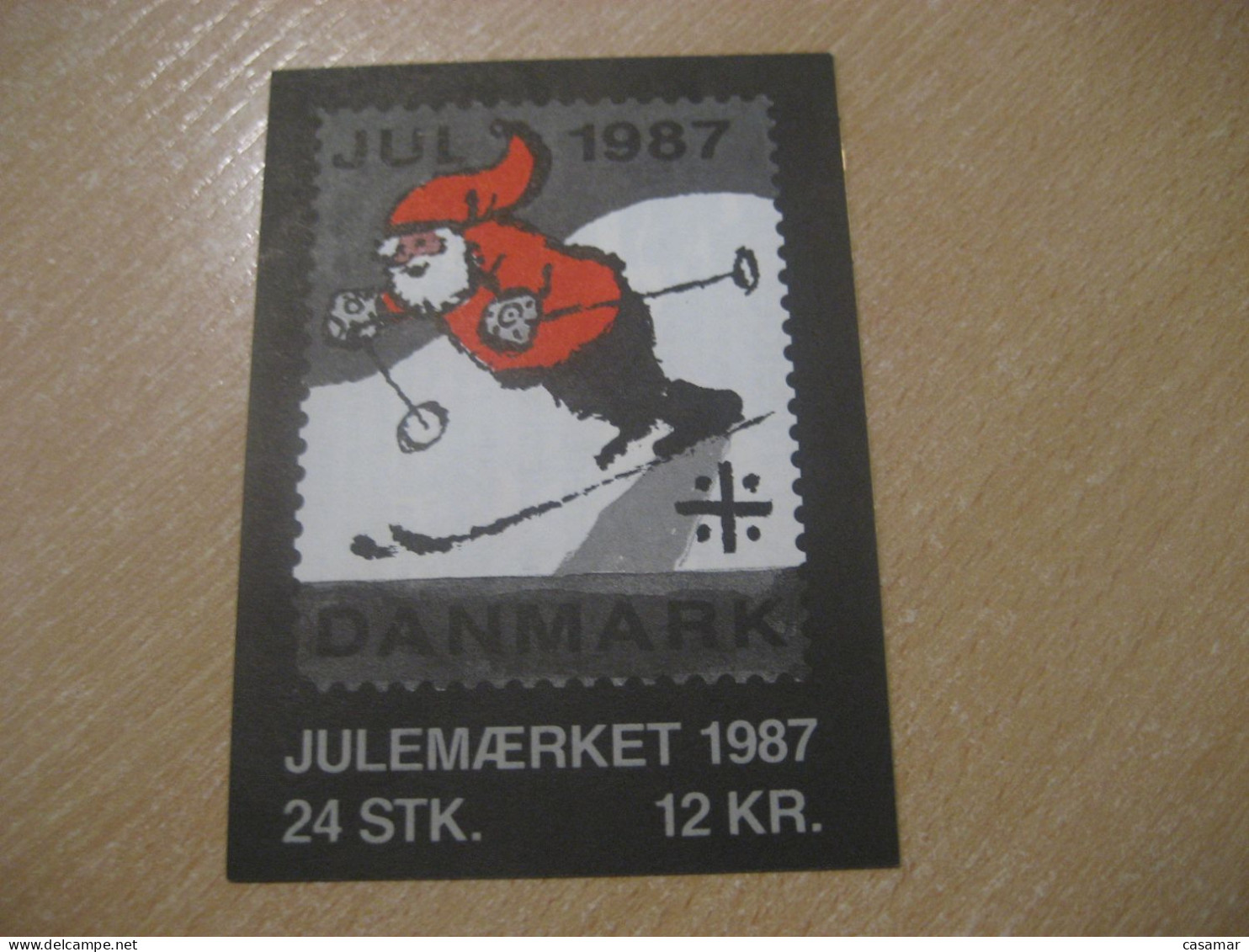 DENMARK 1987 Ski Skiing Cat Julemaerket Booklet Christmas 24 Poster Stamp Vignette (3 Sheet X 8 Label) - Carnets