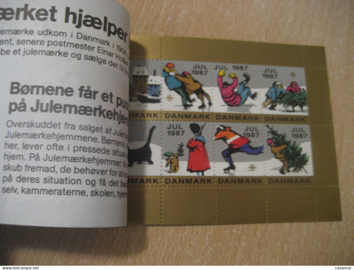 DENMARK 1987 Ski Skiing Cat Julemaerket Booklet Christmas 24 Poster Stamp Vignette (3 Sheet X 8 Label) - Cuadernillos