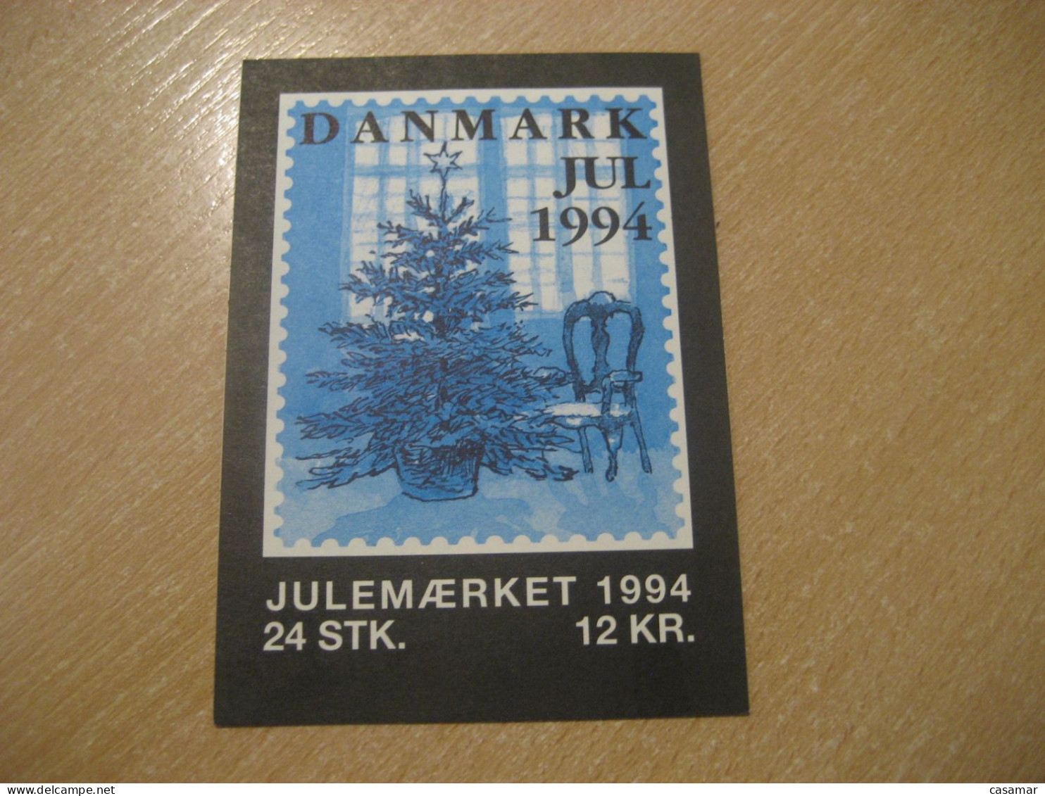 DENMARK 1994 Cat Sleigh Sled Julemaerket Booklet Christmas 24 Poster Stamp Vignette (3 Sheet X 8 Label) - Booklets