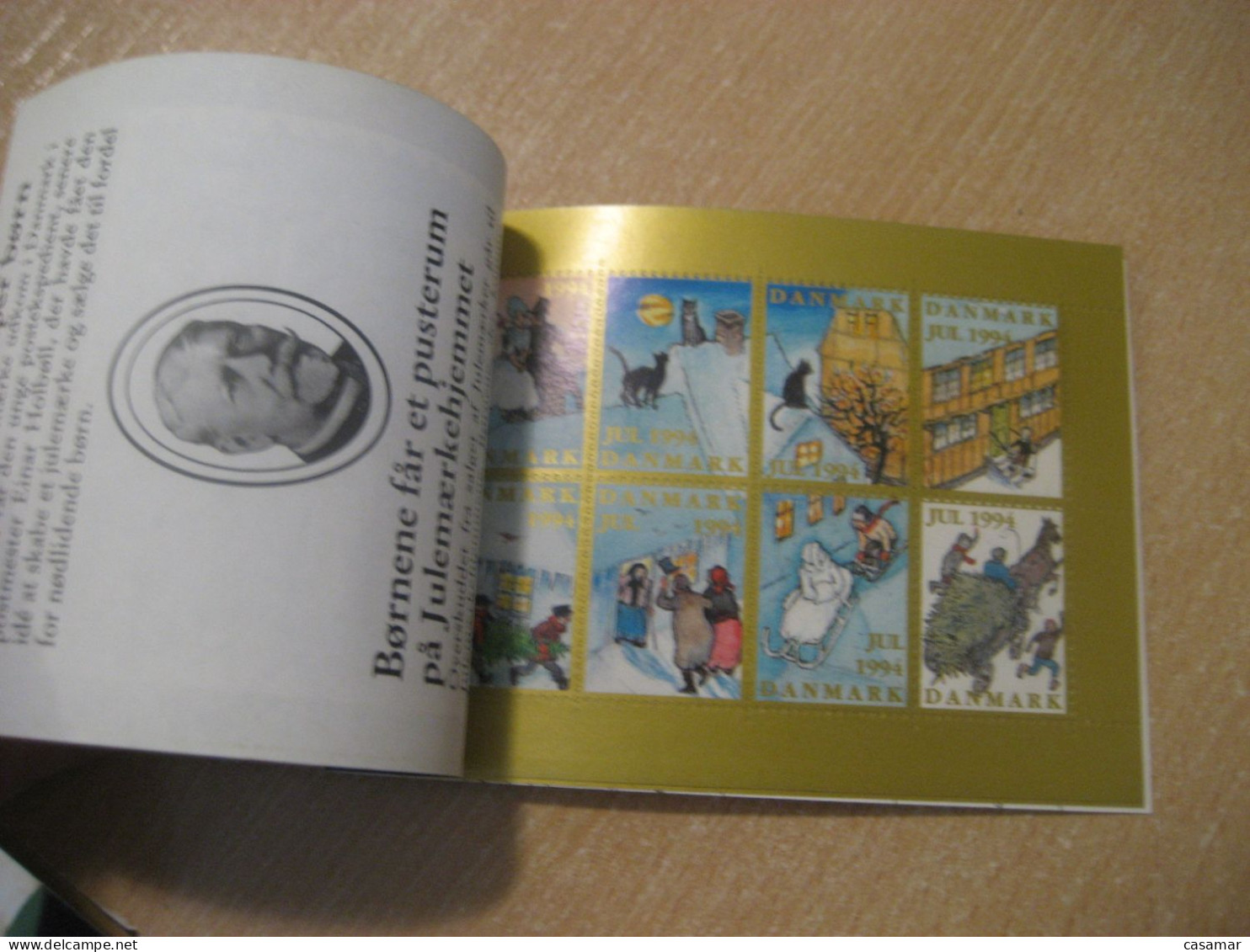DENMARK 1994 Cat Sleigh Sled Julemaerket Booklet Christmas 24 Poster Stamp Vignette (3 Sheet X 8 Label) - Libretti