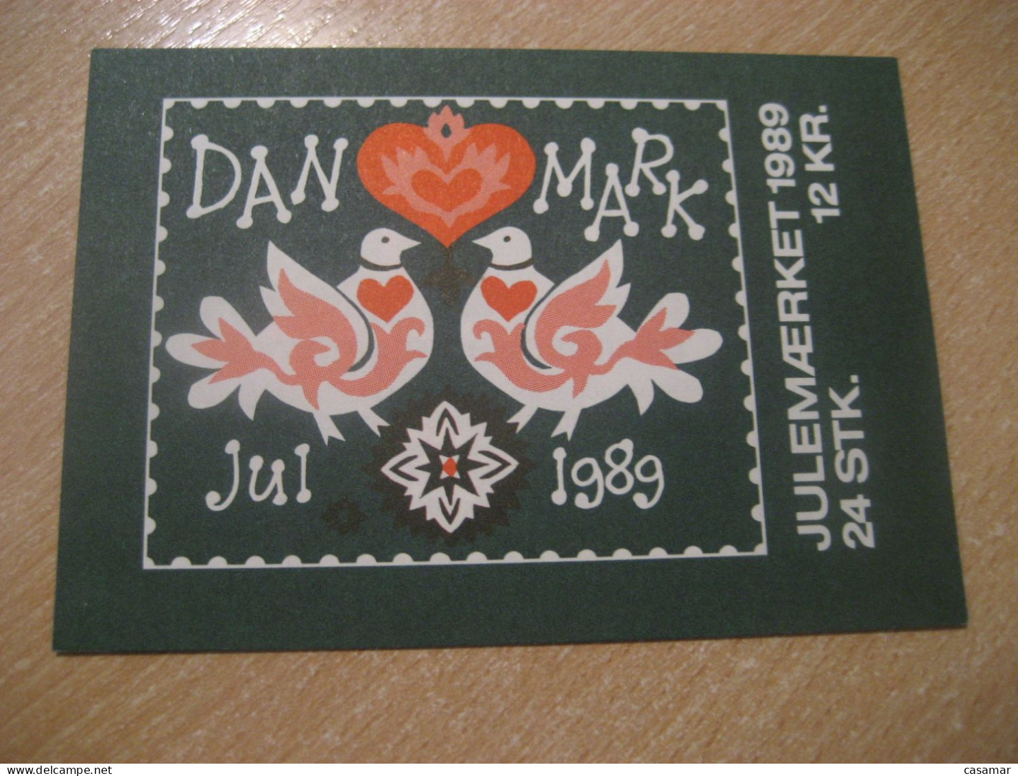 DENMARK 1989 Bird Birds Julemaerket Booklet Christmas 24 Poster Stamp Vignette (3 Sheet X 8 Label) - Booklets