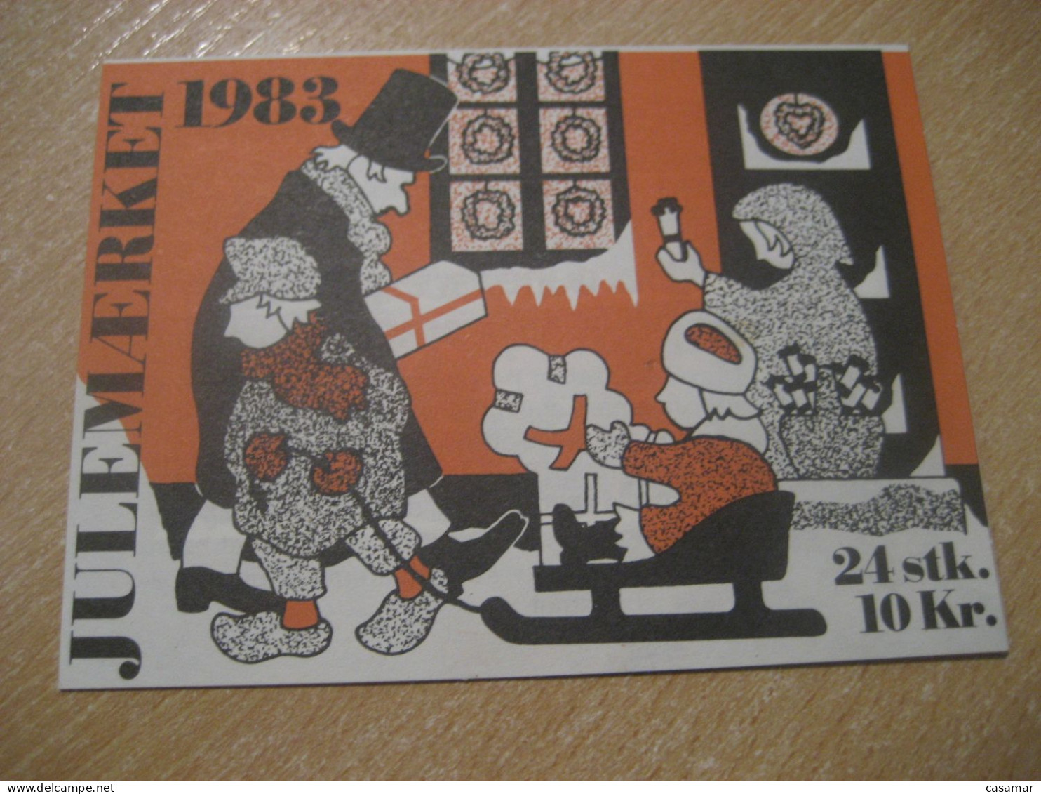 DENMARK 1983 Sled Sleigh Julemaerket Booklet Christmas 24 Poster Stamp Vignette (3 Sheet X 8 Label) - Carnets