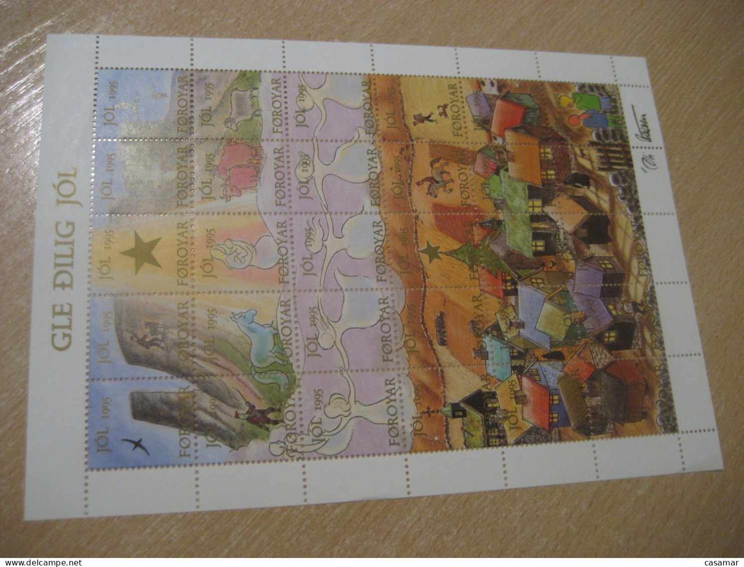 FAROE ISLANDS 1995 Horse Cow Sheep Merry Christmas Sheet Bloc 30 Poster Stamp Vignette DENMARK Label - Faeroër