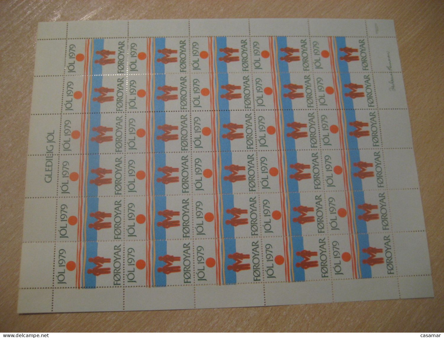 FAROE ISLANDS 1979 Sun Merry Christmas Sheet Bloc 30 Poster Stamp Vignette DENMARK Label - Faeroër