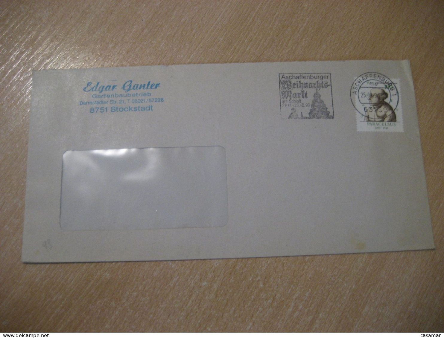 ASCHAFFENBURG 1993 Christmas Market Cancel Cover GERMANY - Covers & Documents