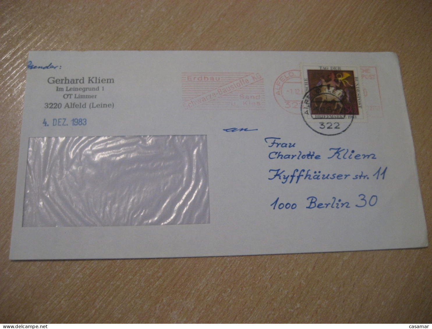 ALFELF 1983 To Berlin Meter Mail Cancel Cover GERMANY - Briefe U. Dokumente