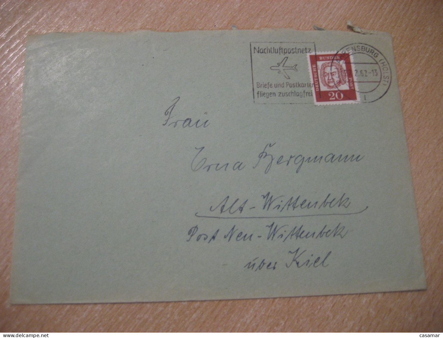 AHRENSBURG 1962 To Wittenbeck Nachluftpostnetz Post Air Mail Network Cancel Cover GERMANY - Briefe U. Dokumente