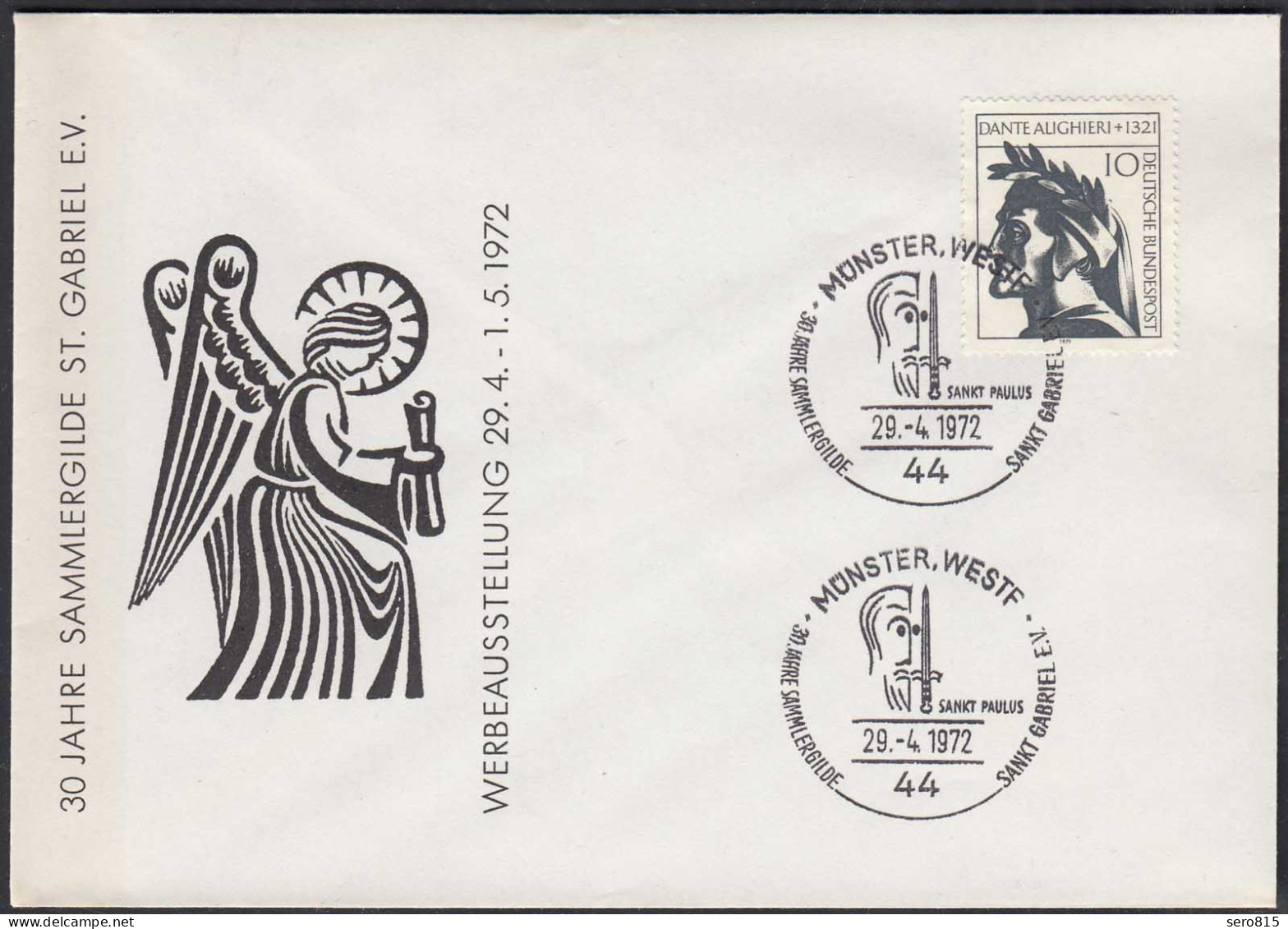 Münster Westf. 1972 Sonderumschlag SST 30 Jahre Sammlergilde St.Gabriel   (87131 - Poste