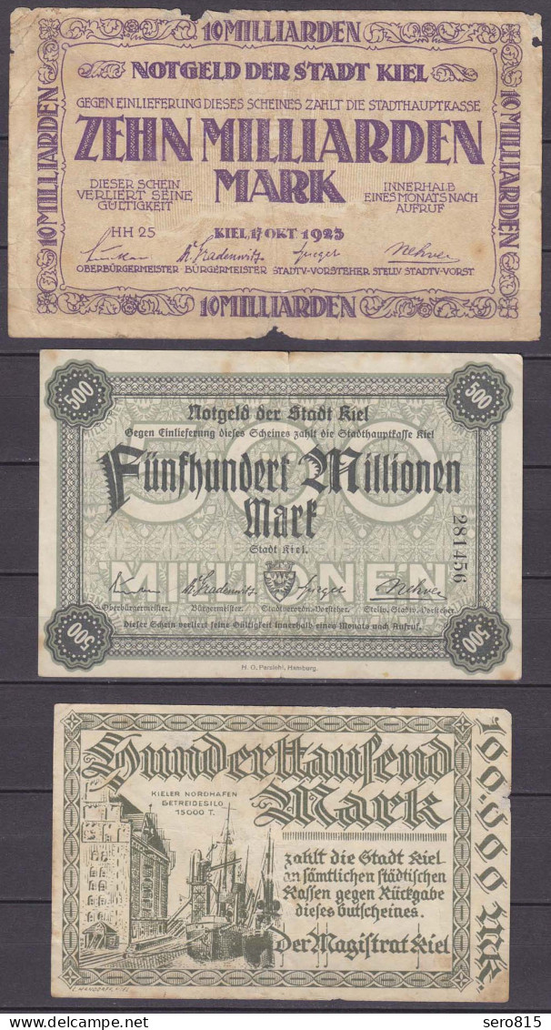 Der Magistrat Der Stadt Kiel 3 Stück Gutscheine 1923 Notgeld   (13323 - Other & Unclassified