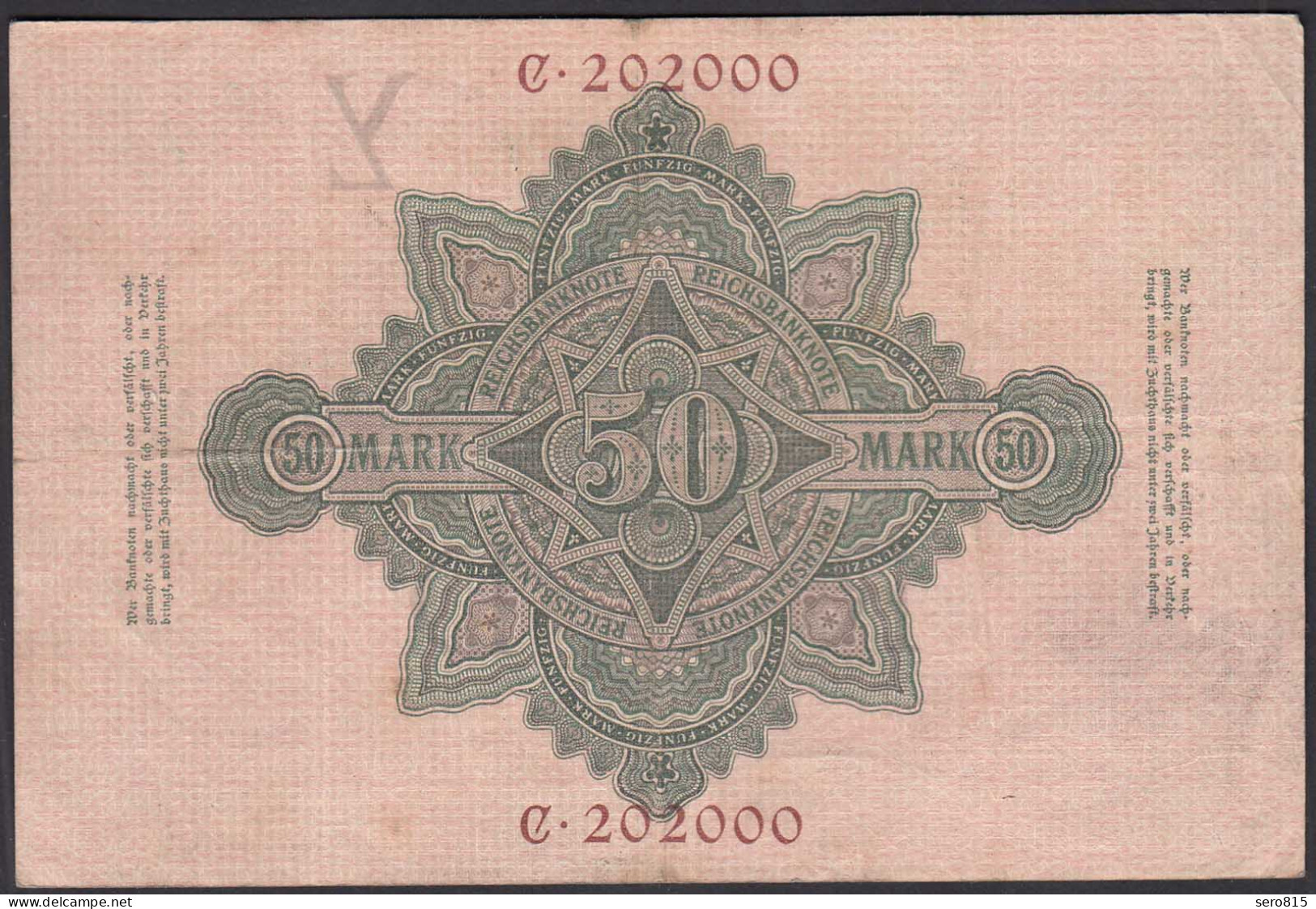 Reichsbanknote 50 Mark 1906 Ro 25a Pick 26 Y/C / F (4) Nummer !!       (28303 - Autres & Non Classés
