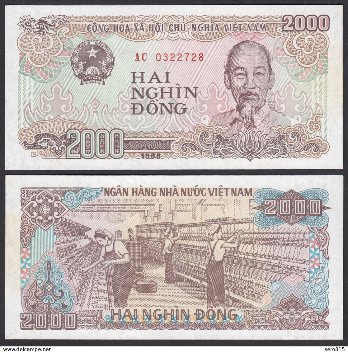 Vietnam 2000 2.000 Dong 1988 Pick 107a UNC (1)     (29776 - Sonstige – Asien