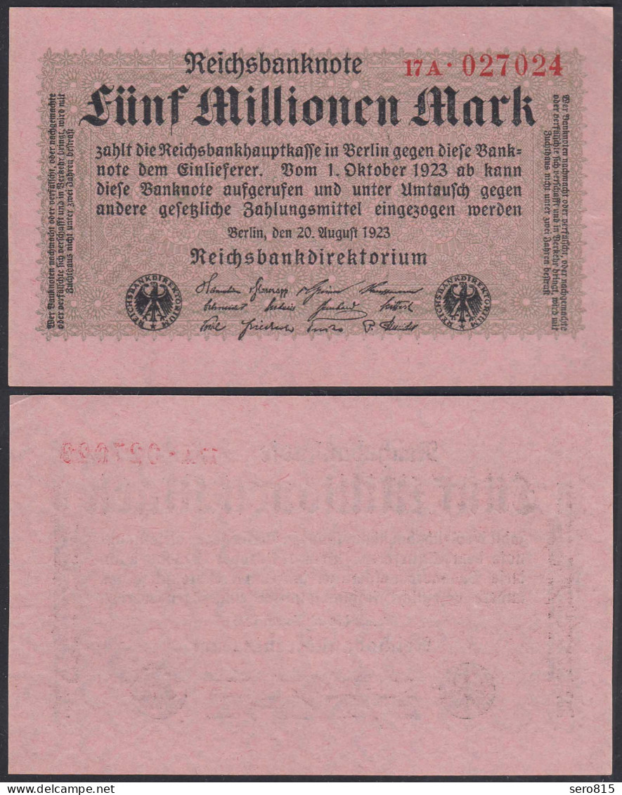 Ro 104b 5 Millionen Mark 1923 Pick 105 FZ: A BZ: 17 XF+ (2+)   (29763 - Altri & Non Classificati