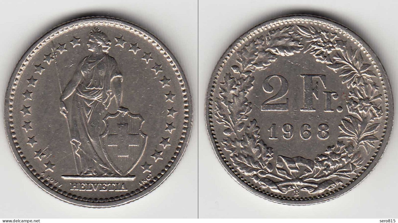 Schweiz - Switzerland 2 Franken Cu-Ni Münze 1968   (29995 - Other & Unclassified