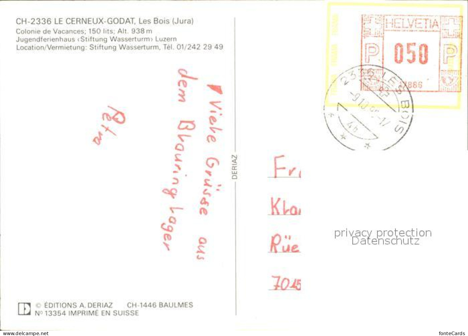11703676 Le Cerneux-Godat Jugendferienhaus Stiftung Wasserturm Luzern Le Cerneux - Autres & Non Classés