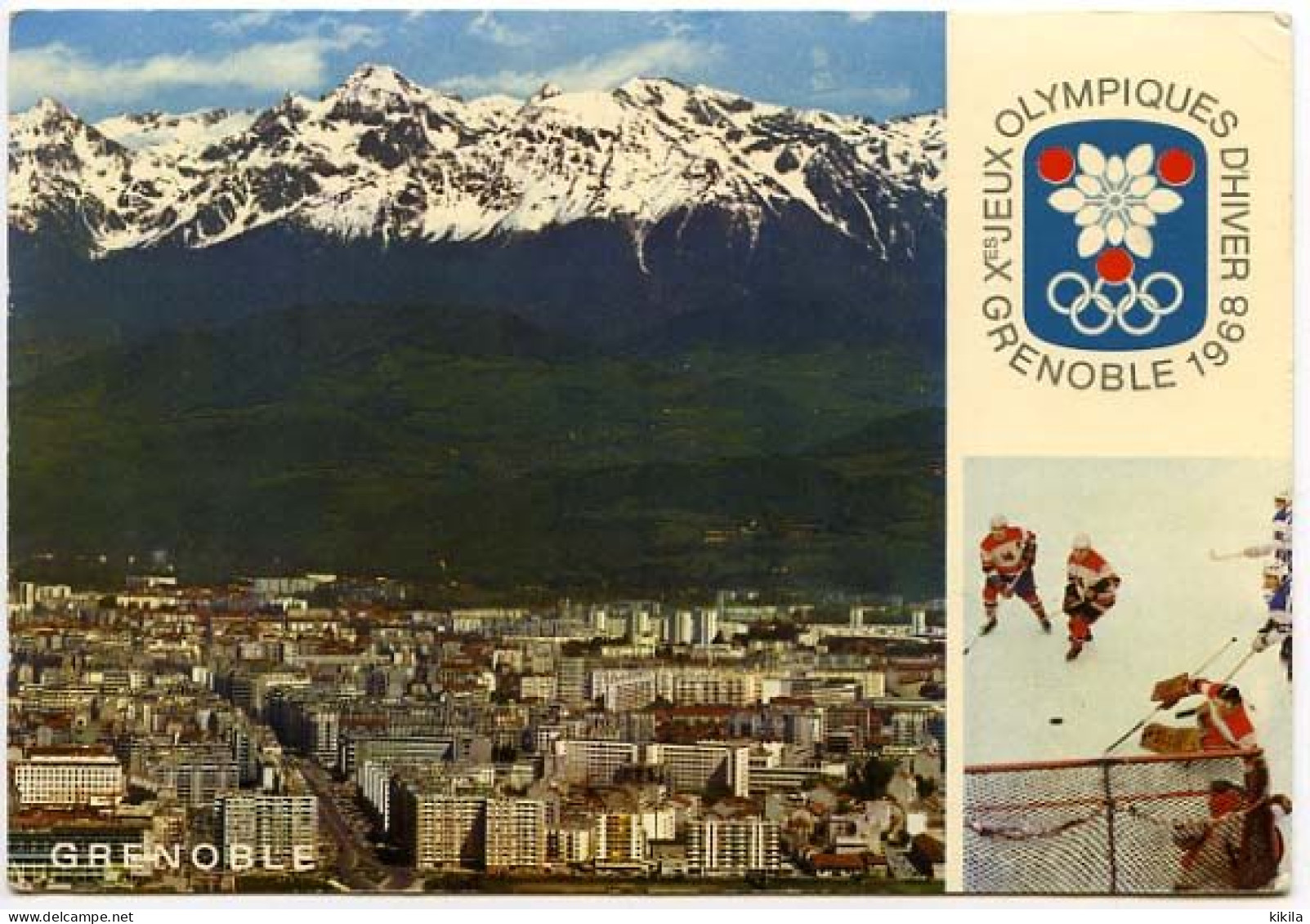 CPSM 10,5 X 15 Isère GRENOBLE Xèmes Jeux Olympiques D'Hiver De GRENOBLE 1968 Hockey Sur Glace Vue Générale Et Chaîne* - Grenoble