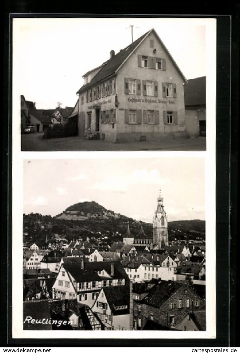 Foto-AK Reutlingen, Gasthaus Braun-Eck, Kirche Im Stadtbild  - Reutlingen