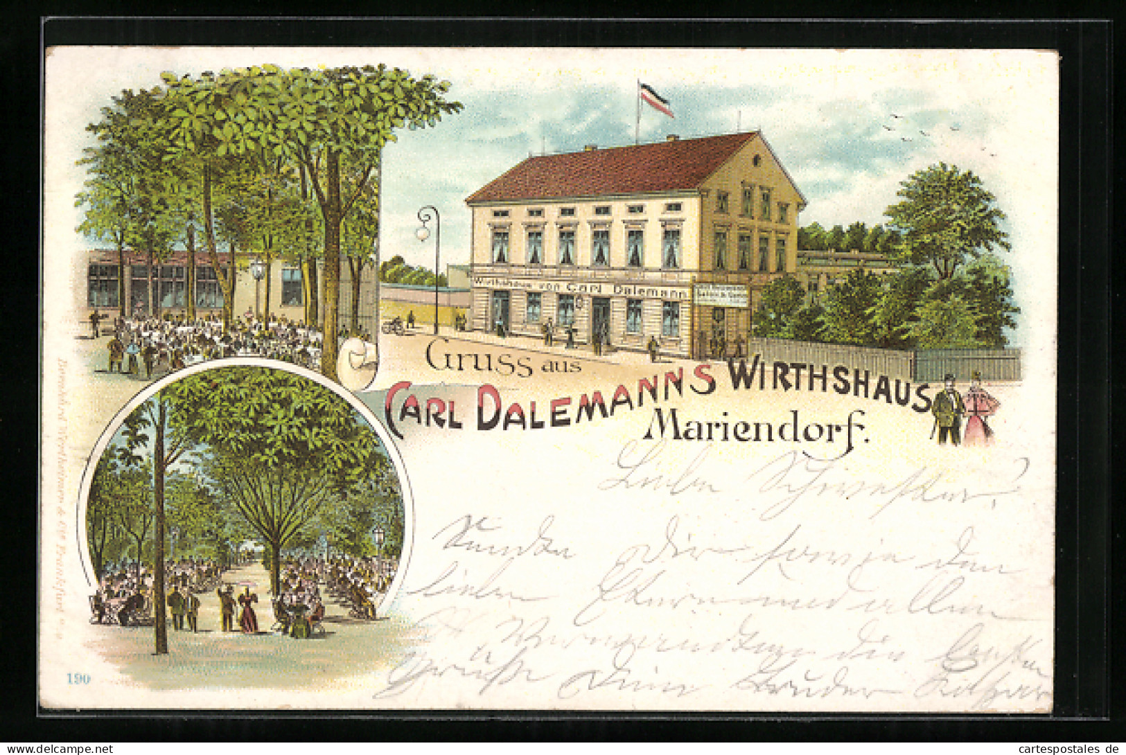 Lithographie Berlin-Mariendorf, Carl Dalemann`s Wirtshaus, Garten  - Tempelhof