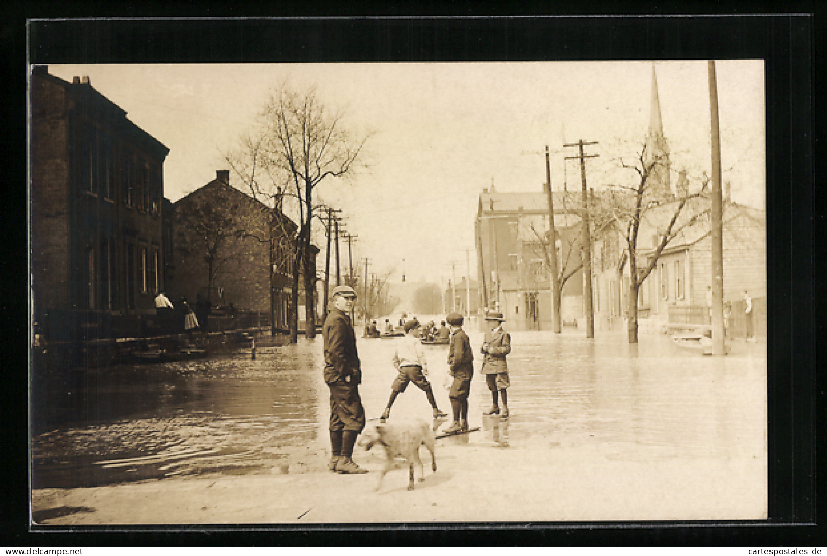 Foto-AK Newport, KY, Flood 1913, Central Ave.  - Sonstige & Ohne Zuordnung