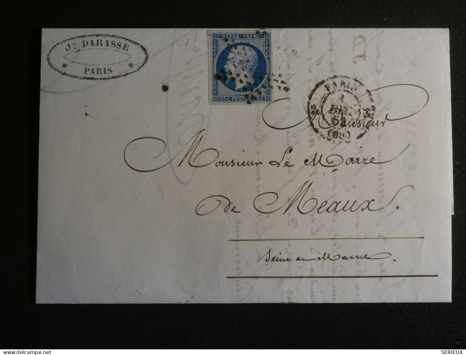 DO18 FRANCE   LETTRE RR 1ER DEC. 1852 ETOILE DE  PARIS A MEAUX  +NAPOLEON N°10 ++ AFF. INTERESSANT+++ - 1849-1876: Période Classique