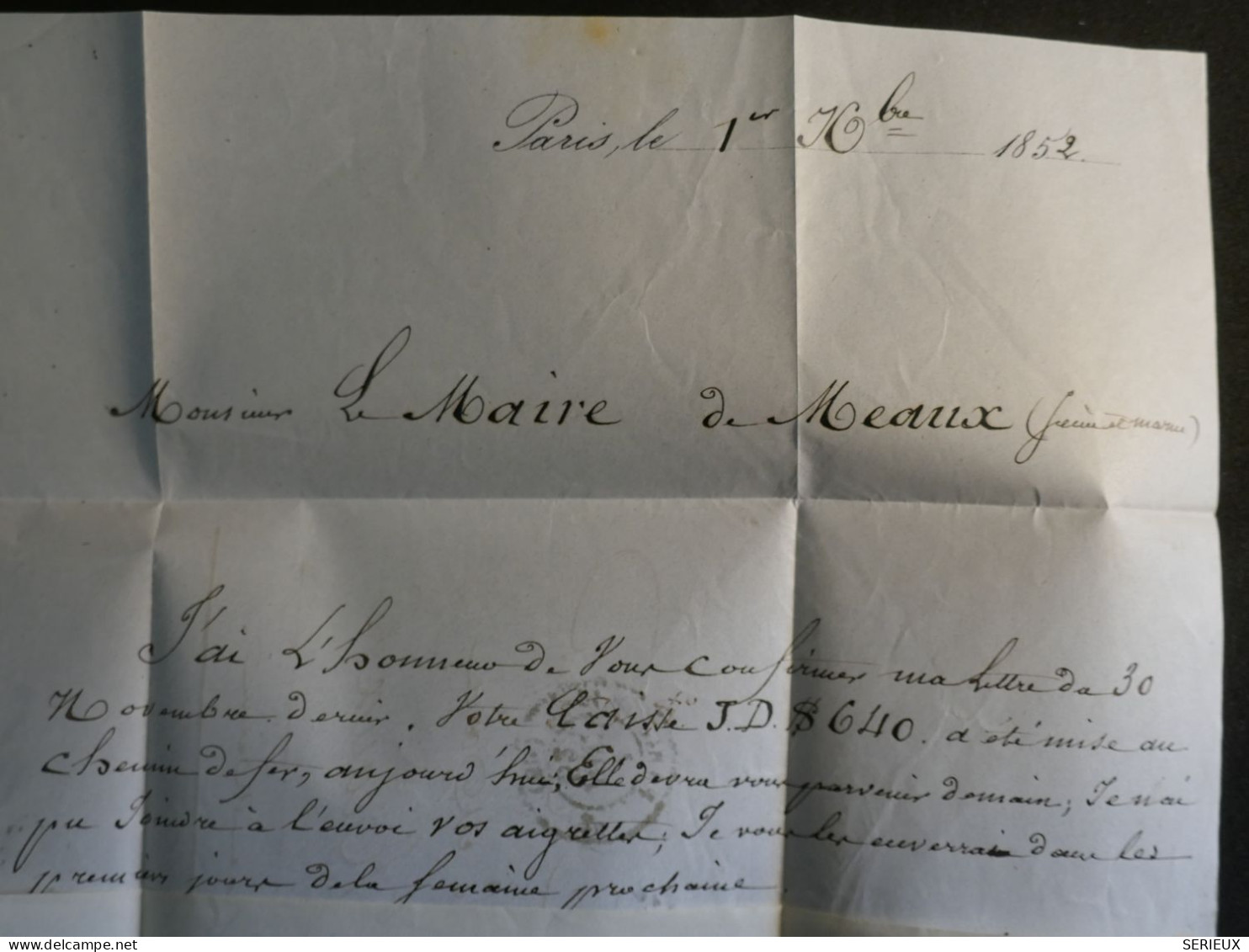 DO18 FRANCE   LETTRE RR 1ER DEC. 1852 ETOILE DE  PARIS A MEAUX  +NAPOLEON N°10 ++ AFF. INTERESSANT+++ - 1849-1876: Klassik