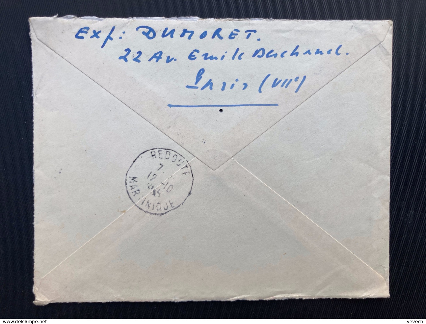 LETTRE Par Avion Pour La MARTINIQUE (REDOUTE) TP CAMPS DE DEPORTATION 12F + AUNIS 3F OBL.10-10 1955 PARIS 30 - 1921-1960: Modern Tijdperk