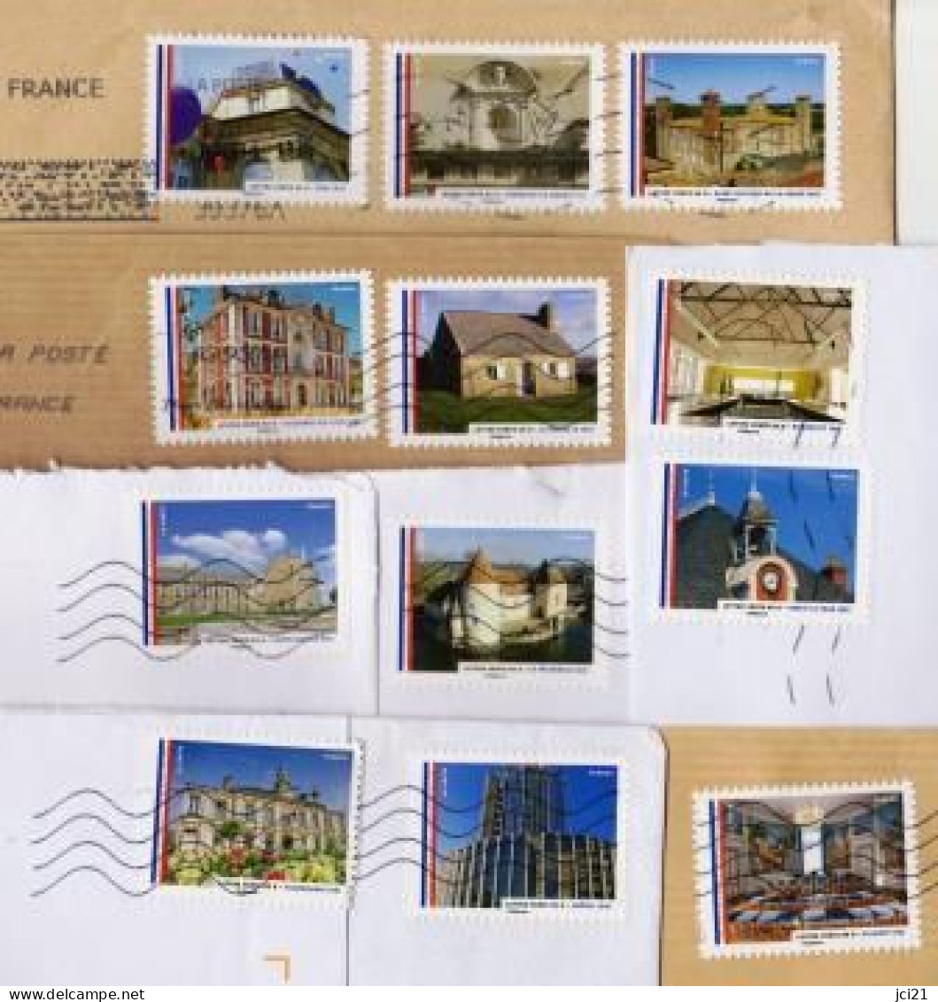 Les 12 Timbres Du Carnet " Nos Belles Mairies De France " Oblitérés TOSHIBA Sur Fragments (2499)_Ti1811 - Briefe U. Dokumente