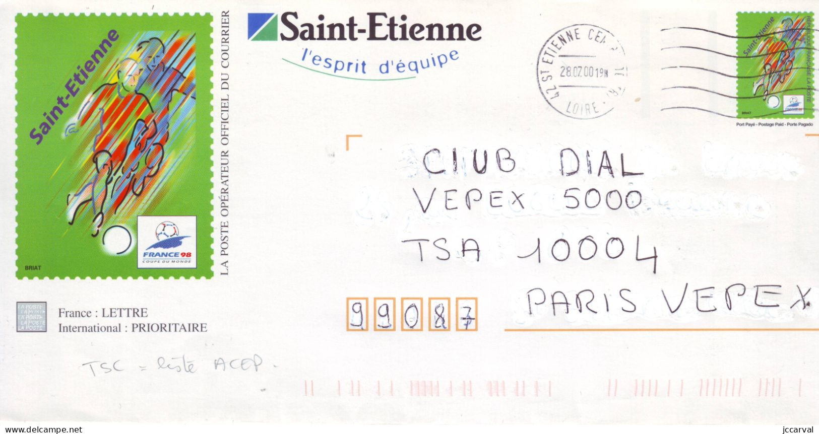 PAM Coupe Du Monde Football 98 - TSC St Etienne - Oblitéré - PAM