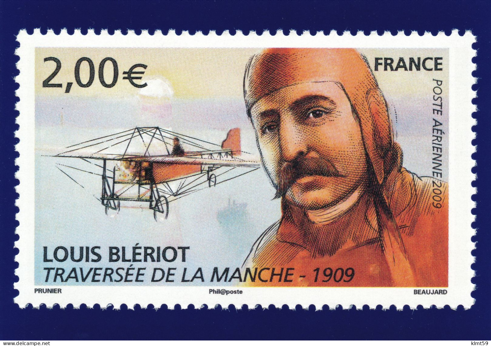 Carte Timbre Poste Aérienne Louis Blériot De 2009 - Traversée De La Manche 1909 - Timbres (représentations)