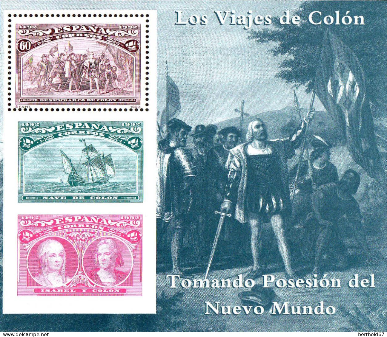 Espagne Bloc N** Yv: 52 Mi:47 Tomando Posesion Del Nuevo Mundo Ed:3207 (Thème) - Christopher Columbus