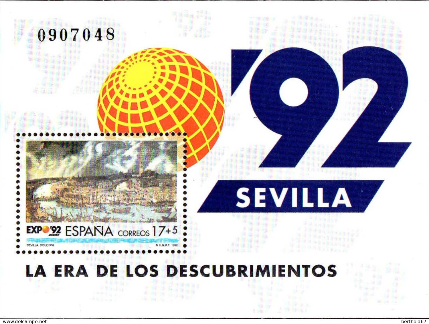 Espagne Bloc N** Yv: 49 Mi:43 Ed:3191 Exposition Universelle Seville (Thème) - 1992 – Sevilla (Spain)