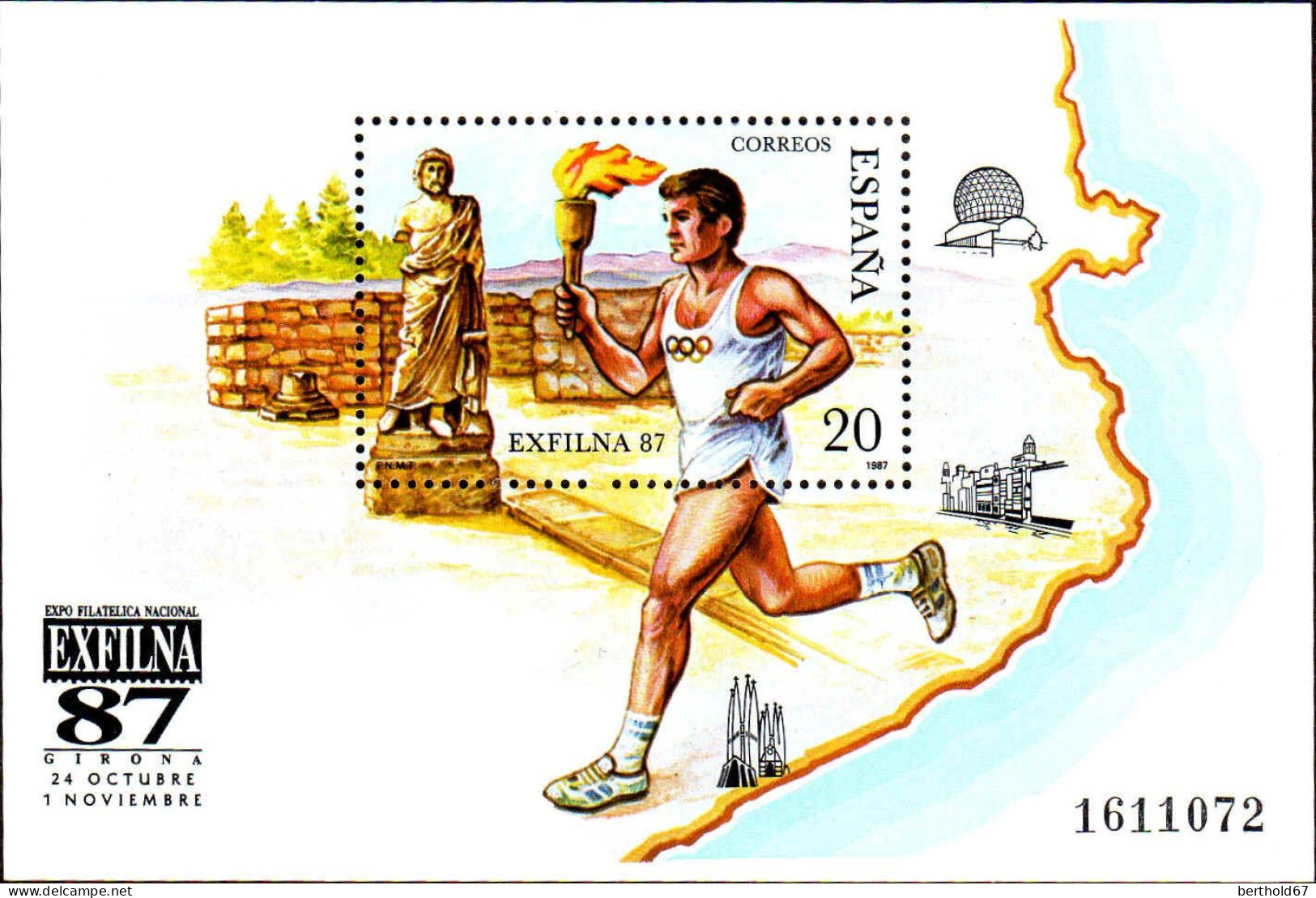 Espagne Bloc N** Yv: 37 Mi:31 Ed:2918 Exposicion Filatelica Exfilna'87 Girona (Thème) - Philatelic Exhibitions